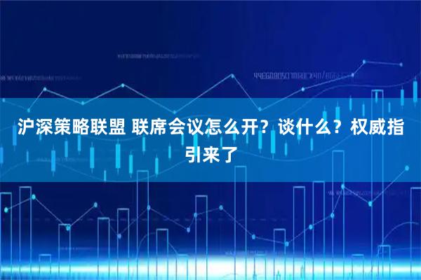 沪深策略联盟 联席会议怎么开？谈什么？权威指引来了