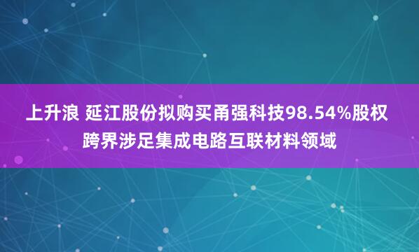 上升浪 延江股份拟购买甬强科技98.54%股权 跨界涉足集成电路互联材料领域